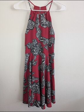 Red Floral Halter Maxi Skirt